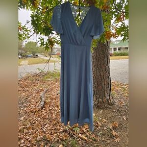 Lulus Flutter Sleeve Dress Lace Detail Back